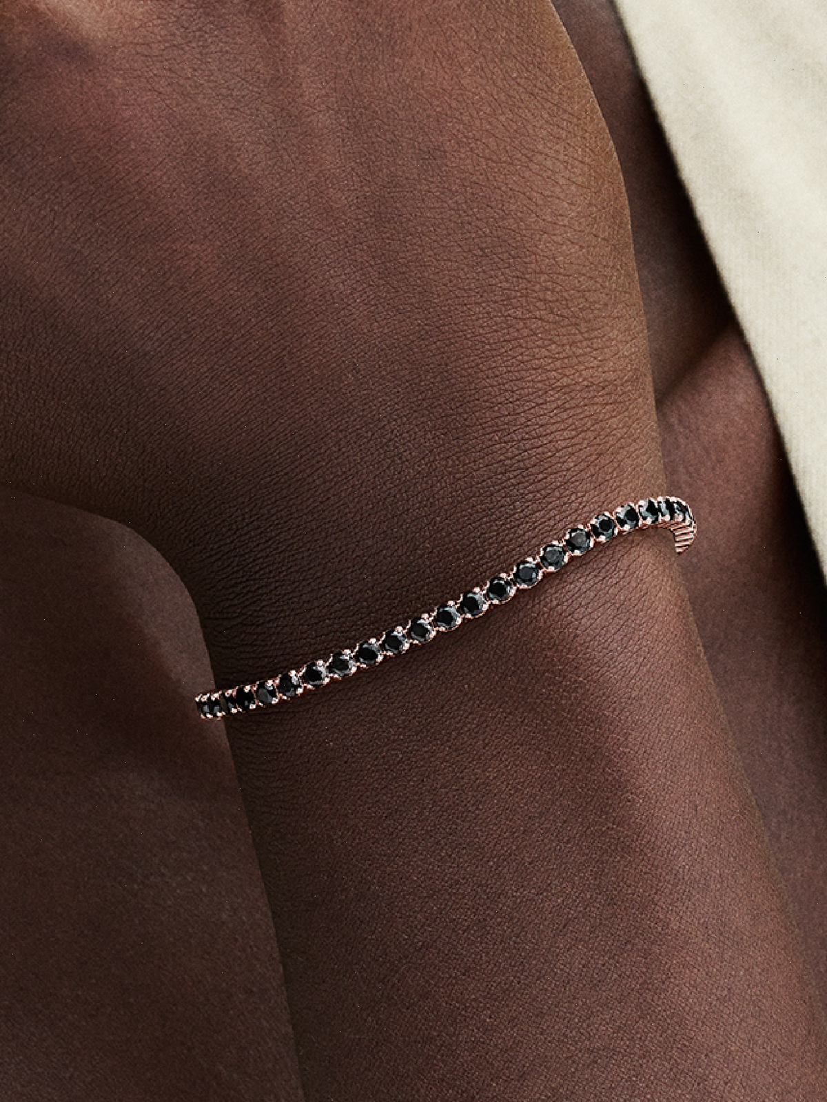 Black Sparkling Tennis Bracelet - 14k rose gold plating