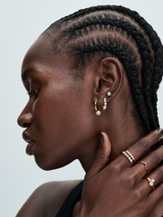 FINAL SALE - Treated Freshwater Cultured Pearl Hoop Earrings - 14k gold plating