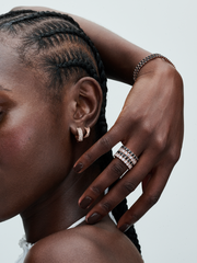 Crossover Pavé Hoop Earrings - 14k gold plating