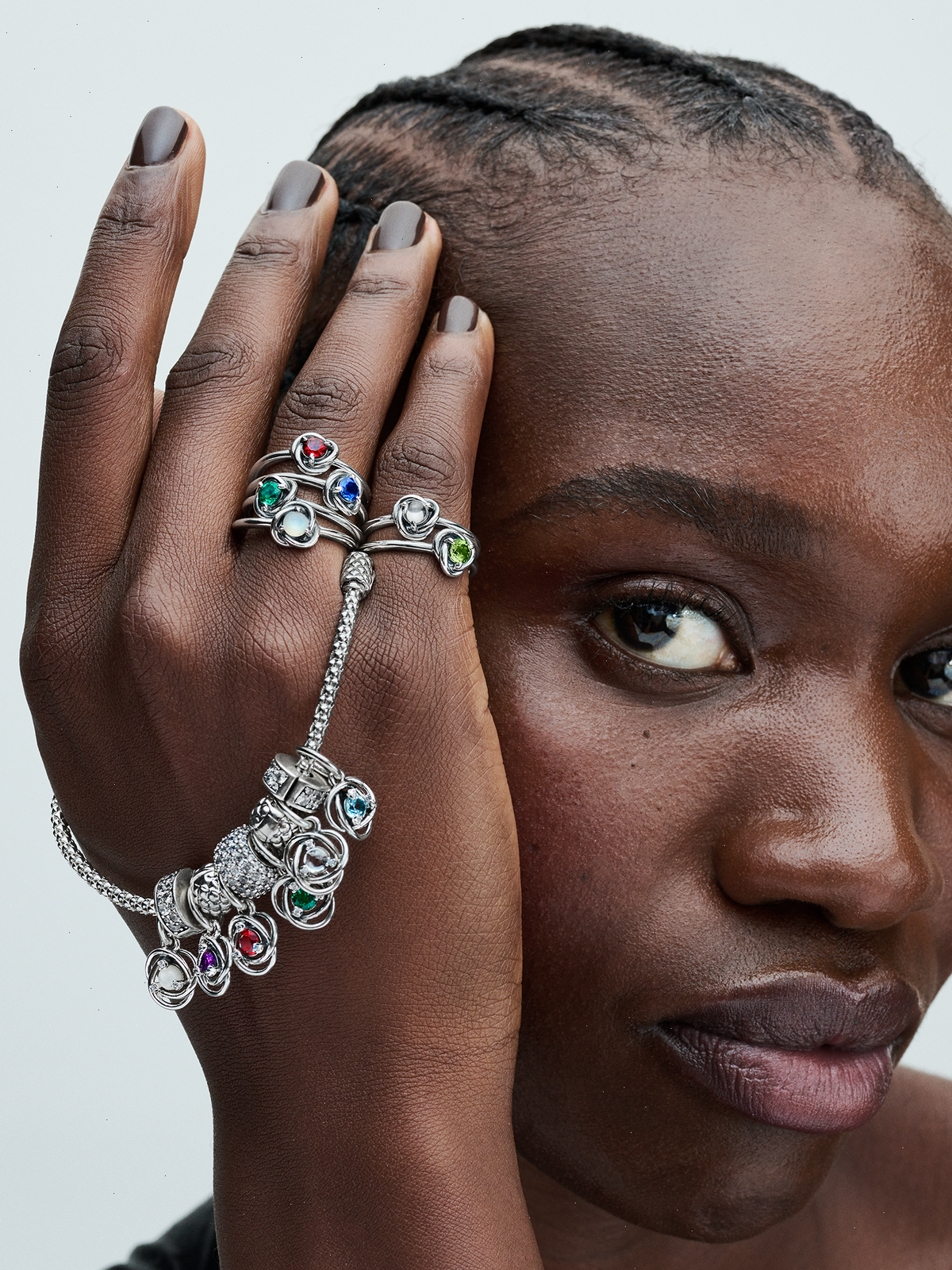 FINAL SALE - White Eternity Circle Dangle Charm - Sterling silver