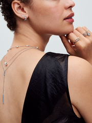 FINAL SALE - Treated Freshwater Cultured Pearl Station Chain Necklace - Sterling silver