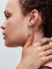 FINAL SALE - Sparkling Eight Stones Drop Earrings - Sterling silver