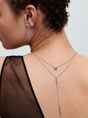 Sparkling Round Halo Pendant Collier Necklace - Sterling silver