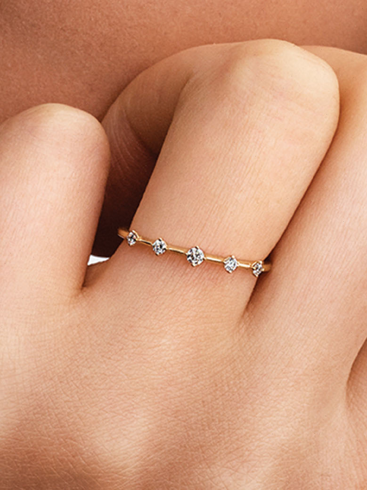 Pandora Era Lab-Grown Diamond Station Ring - 0.11 ct TW, 14k gold