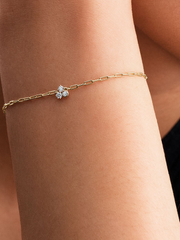 Pandora Era Bezel Lab-Grown Diamond Cluster Paperclip Chain Bracelet - 0.10 ct TW, 14k gold