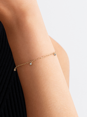 Pandora Era Bezel Lab-Grown Diamond Dangle Paperclip Chain Bracelet - 0.10 ct TW, 14k gold