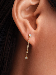 Pandora Era Bezel Lab-Grown Diamond Paperclip Chain Drop Earrings - 0.12 ct TW, 14k gold