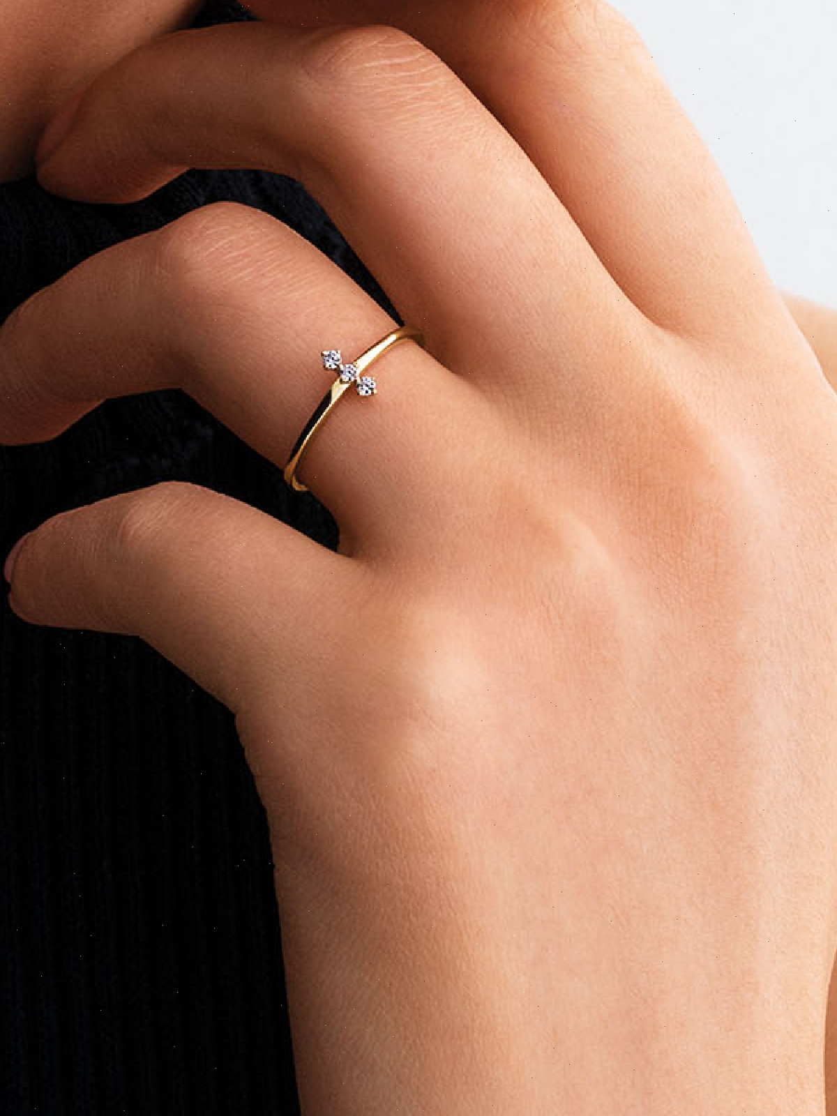 Pandora Era Lab-Grown Diamond Trio Ring - 0.07 ct TW, 14k gold