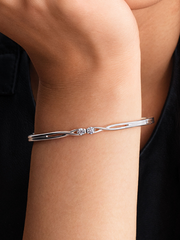 FINAL SALE - Pandora Infinite Sterling Silver Double-Facing Lab-grown Diamond Bangle - 0.30 ct TW, Sterling silver
