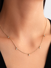 Pandora Era Bezel Lab-Grown Diamond Dangle Station Paperclip Chain Necklace - 0.13 ct TW, 14k gold