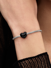 Black Heart Charm - Sterling silver
