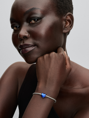 Metallic Blue Heart Charm - Sterling silver