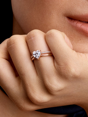 Double Band Heart Ring - 14k rose gold plating