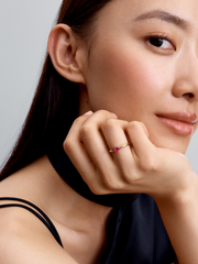 Sparkling Red Heart Ring - 14k gold plating