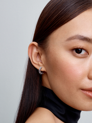 FINAL SALE - Sparkling Hearts Open Hoop Earrings - Sterling silver