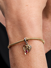 Engravable Heart & Arrow Double Dangle Charm - Sterling silver, 14k gold plating