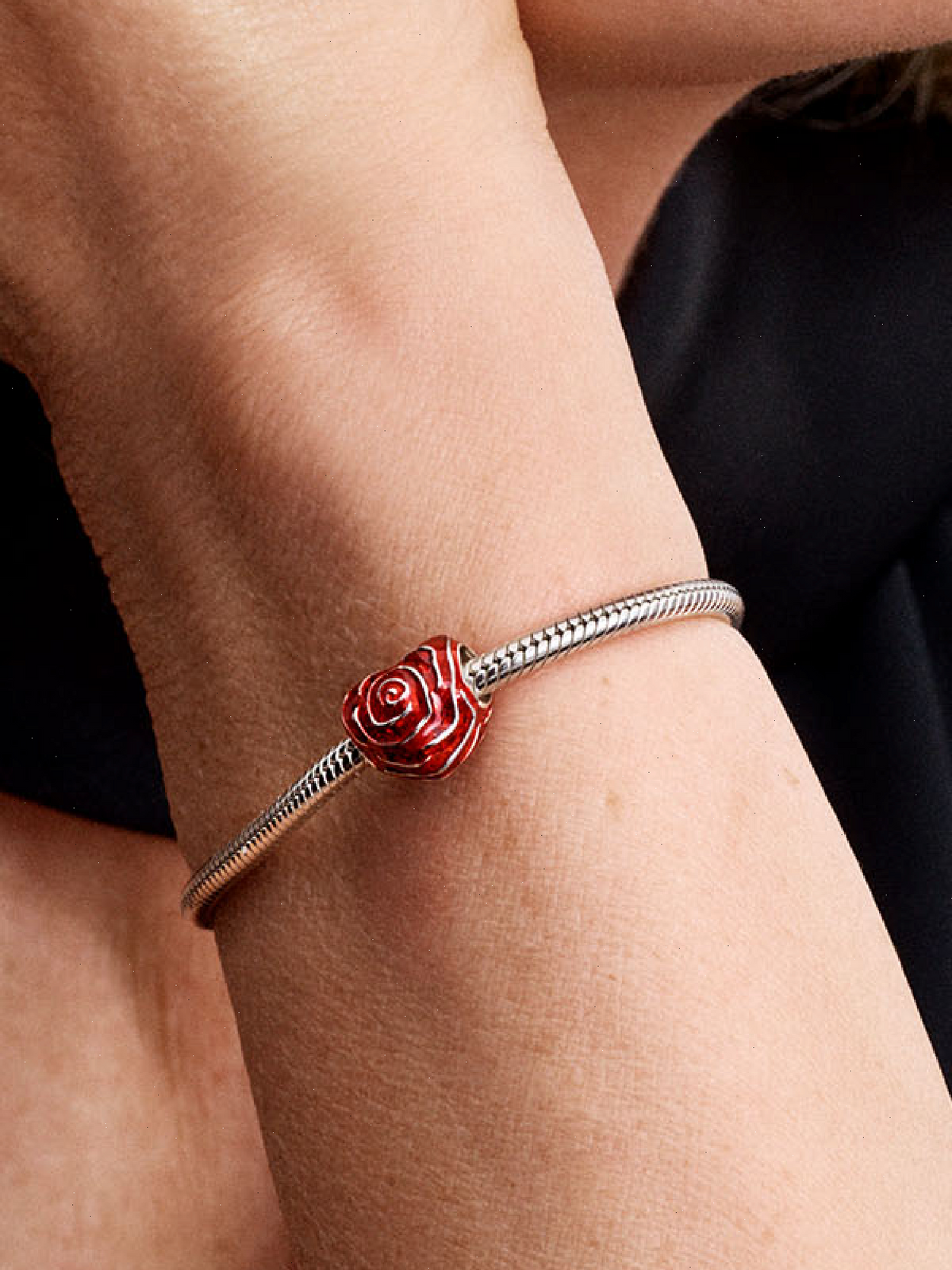 Rose Heart Charm - Sterling silver