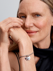 FINAL SALE - Engravable Heart Magnifying Glass Double Dangle Charm - Sterling silver