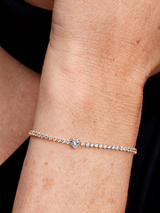 Sparkling Heart Tennis Bracelet - 14k gold plating