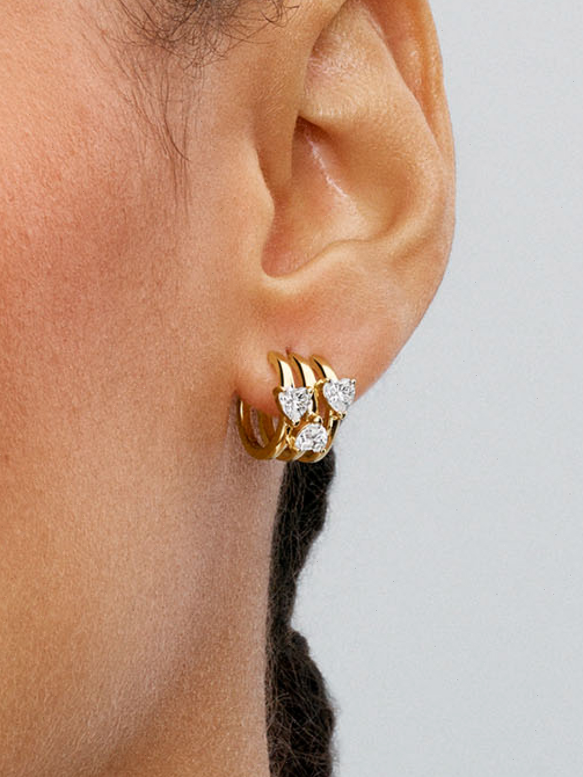 FINAL SALE - Triple Heart Hoop Earrings - 14k gold plating