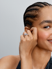 Sparkling Halo Hearts Ring - Sterling silver