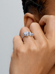 Sparkling Halo Hearts Ring - Sterling silver
