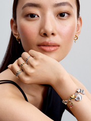 Dangling Heart Hoop Earrings - 14k gold plating