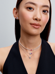 Halo Hearts Pendant Necklace - Sterling silver