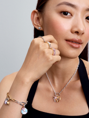 Engravable Evil Eye Murano Glass Mini Dangle Charm - Sterling silver