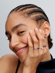 Elevated Red Heart Ring - Sterling silver