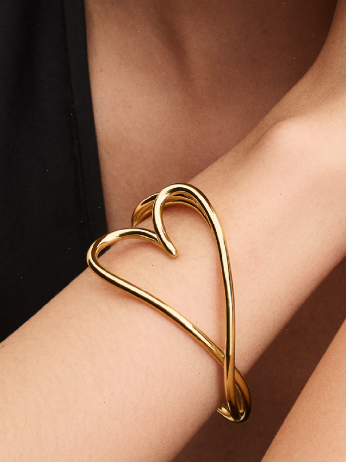 Organically Shaped Heart Bangle - 14k gold plating