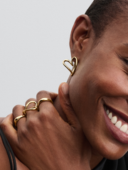 Organically Shaped Heart Hoop Earrings - 14k gold plating