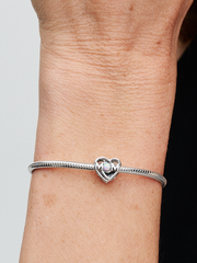 FINAL SALE - Openwork Mom & Heart Charm - Sterling silver