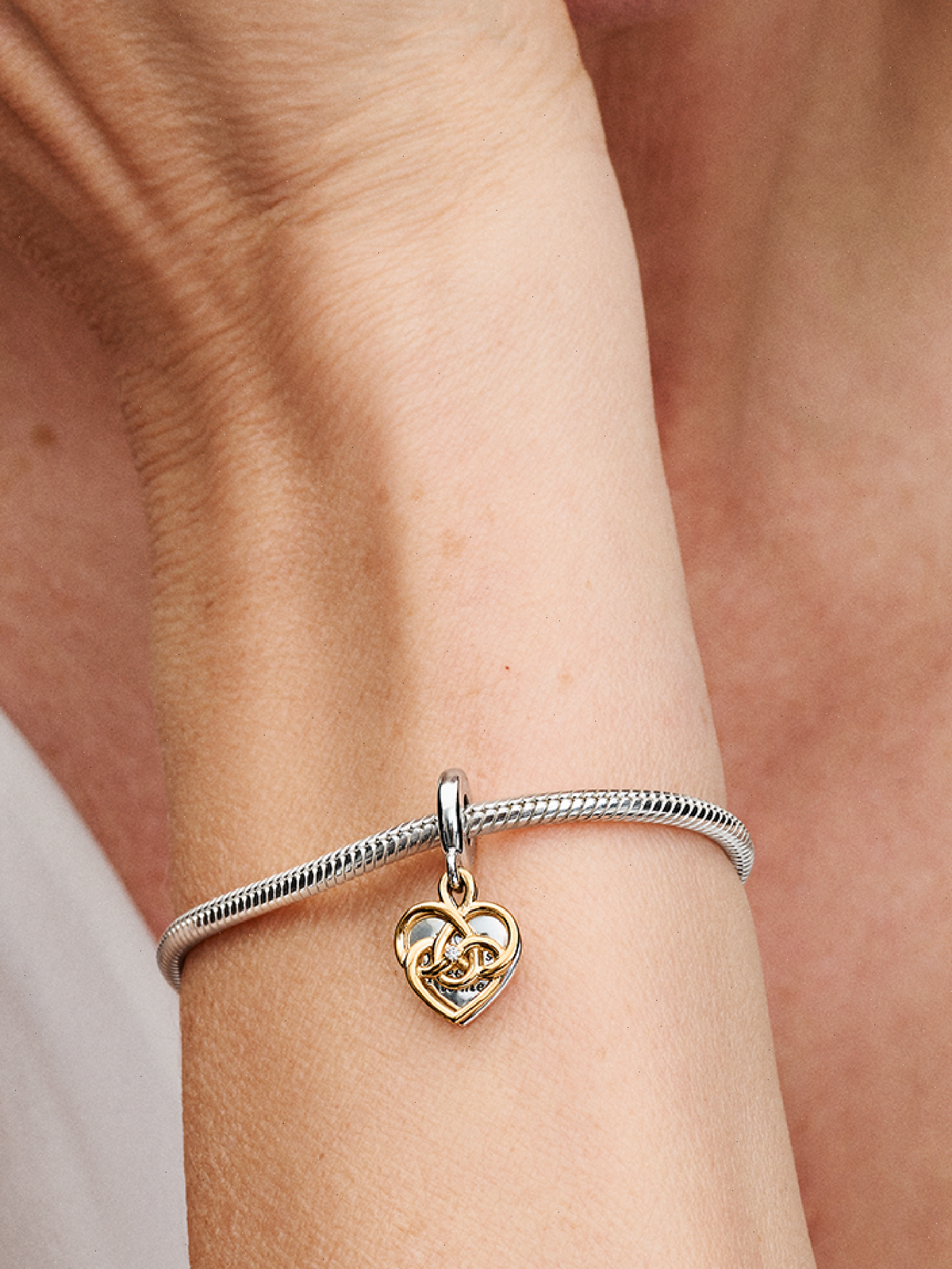 Lab-grown Diamond Engravable Mom Double Dangle Charm - 0.009 ct TW, Sterling silver, 14k gold plating