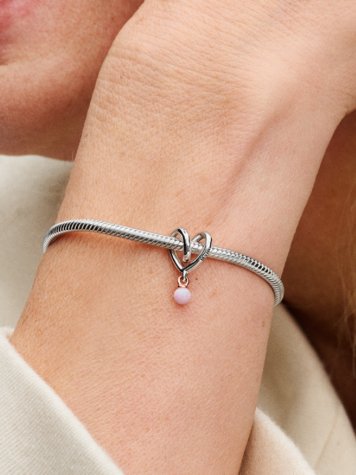 Two-tone Wrapped Heart Charm - Sterling silver, 14k rose gold plating