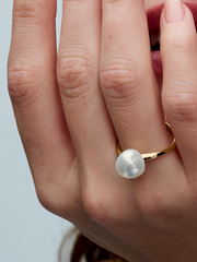 Baroque Treated Freshwater Cultured Pearl Ring - 14k gold plating