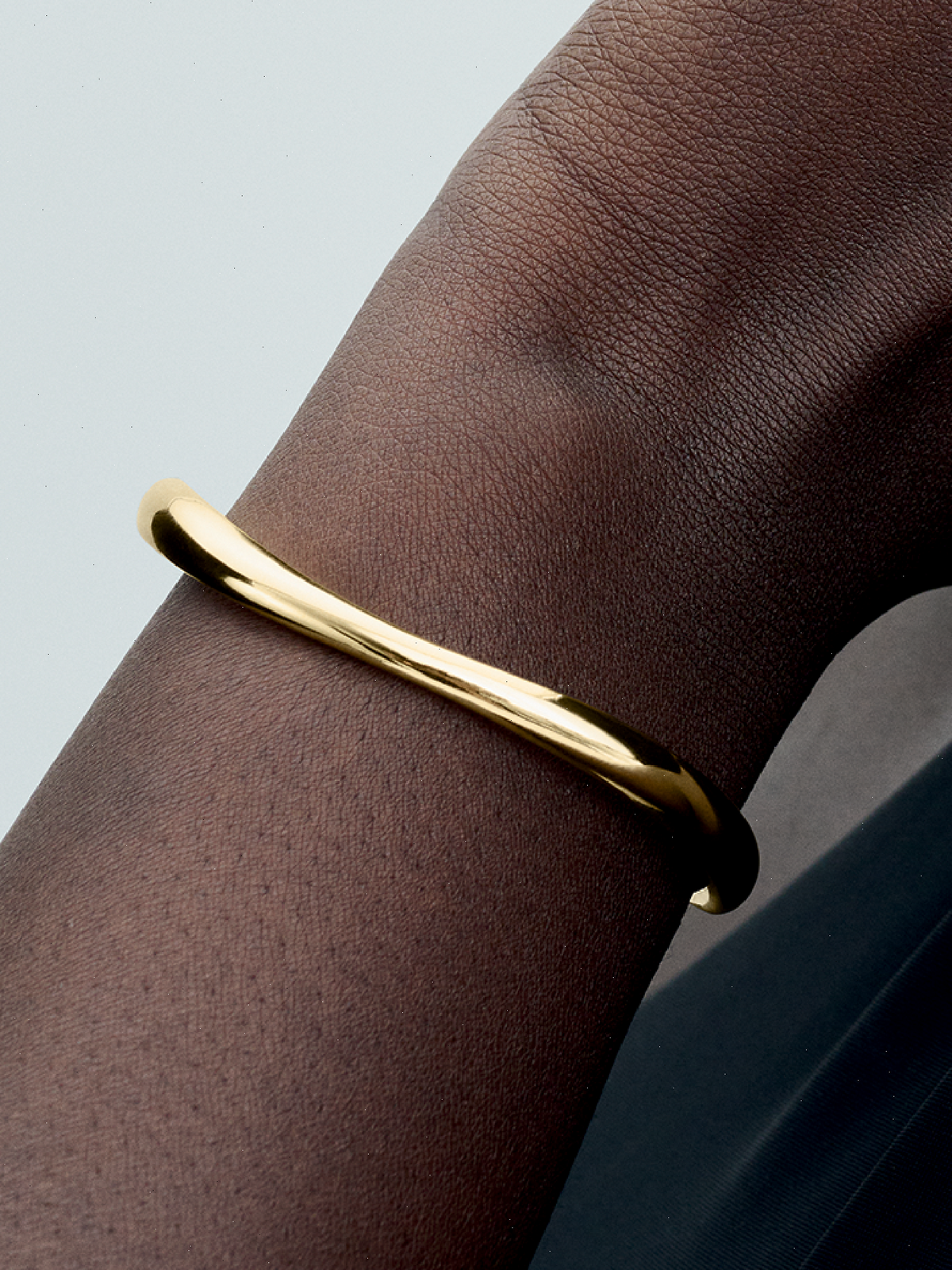 Organically Shaped Open Bangle - 14k gold plating