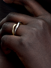 Two-tone Entwined Bands Ring - Sterling silver, 14k gold plating