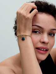 FINAL SALE - Opalescent Green Heart Dangle Charm - 14k gold plating