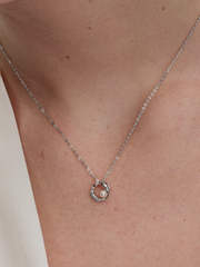Organically Shaped Pavé Circle & Treated Freshwater Cultured Pearl Collier Necklace - Sterling silver