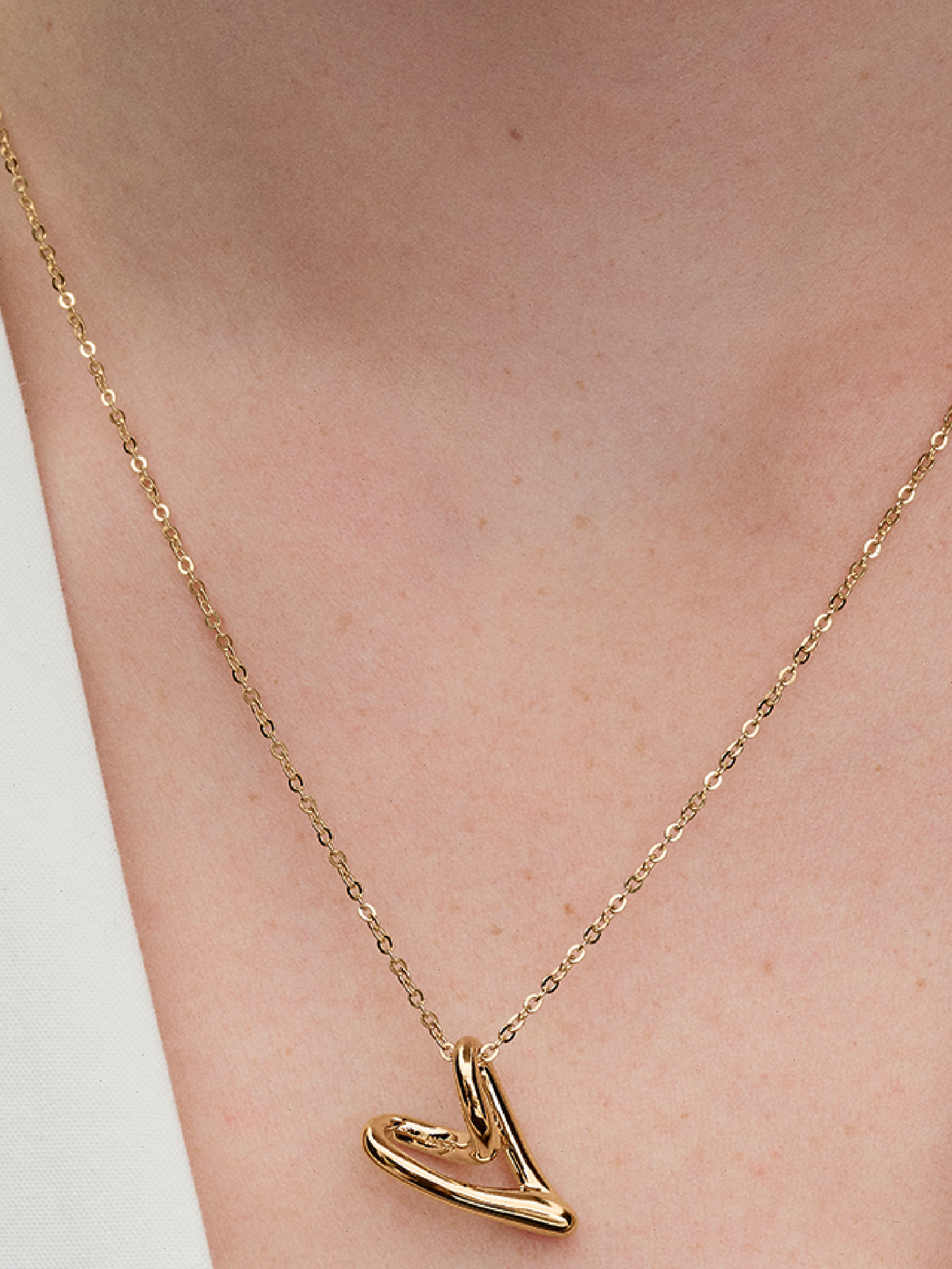 Organically Shaped Heart Pendant Necklace - 14k gold plating