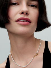 FINAL SALE - Treated Freshwater Cultured Pearls T-bar Collier Necklace - 14k gold plating