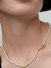 FINAL SALE - Treated Freshwater Cultured Pearls T-bar Collier Necklace - 14k gold plating