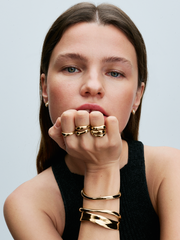 Organically Shaped Stacking Rings - 14k gold plating