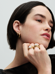 Round Open Hoop Earrings - 14k gold plating