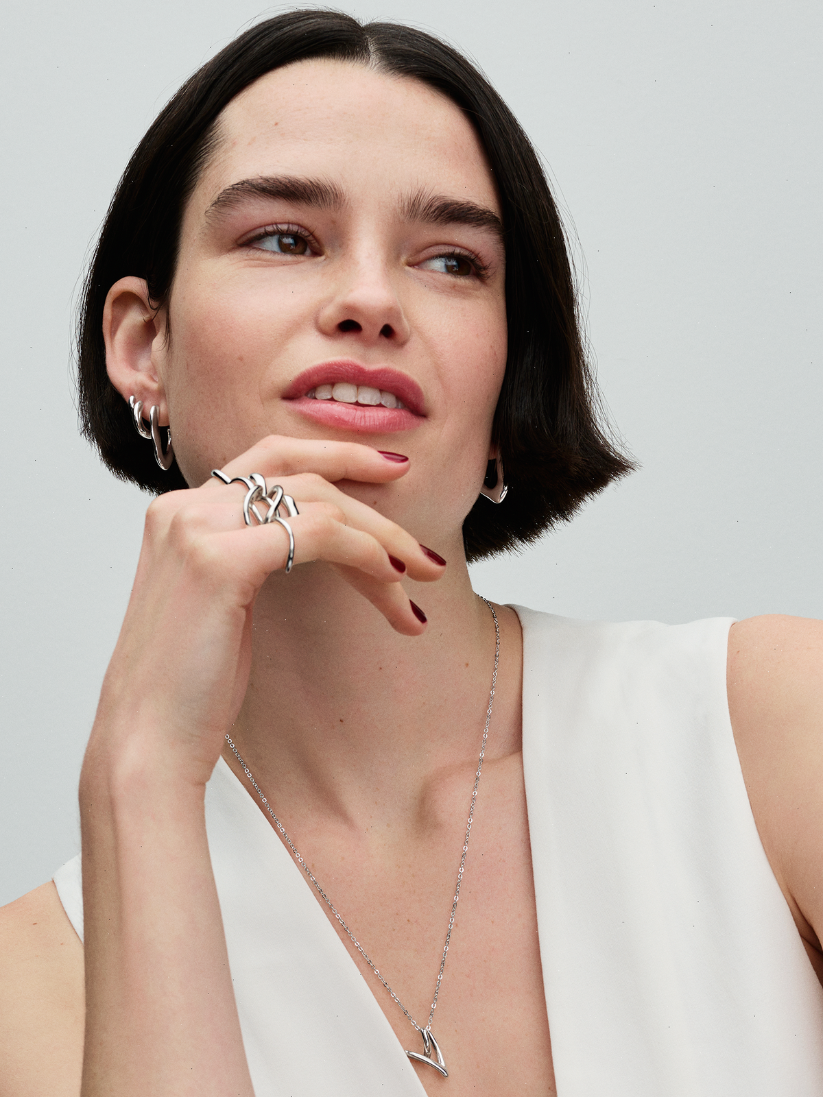 Round Huggie Hoop Earrings - Sterling silver