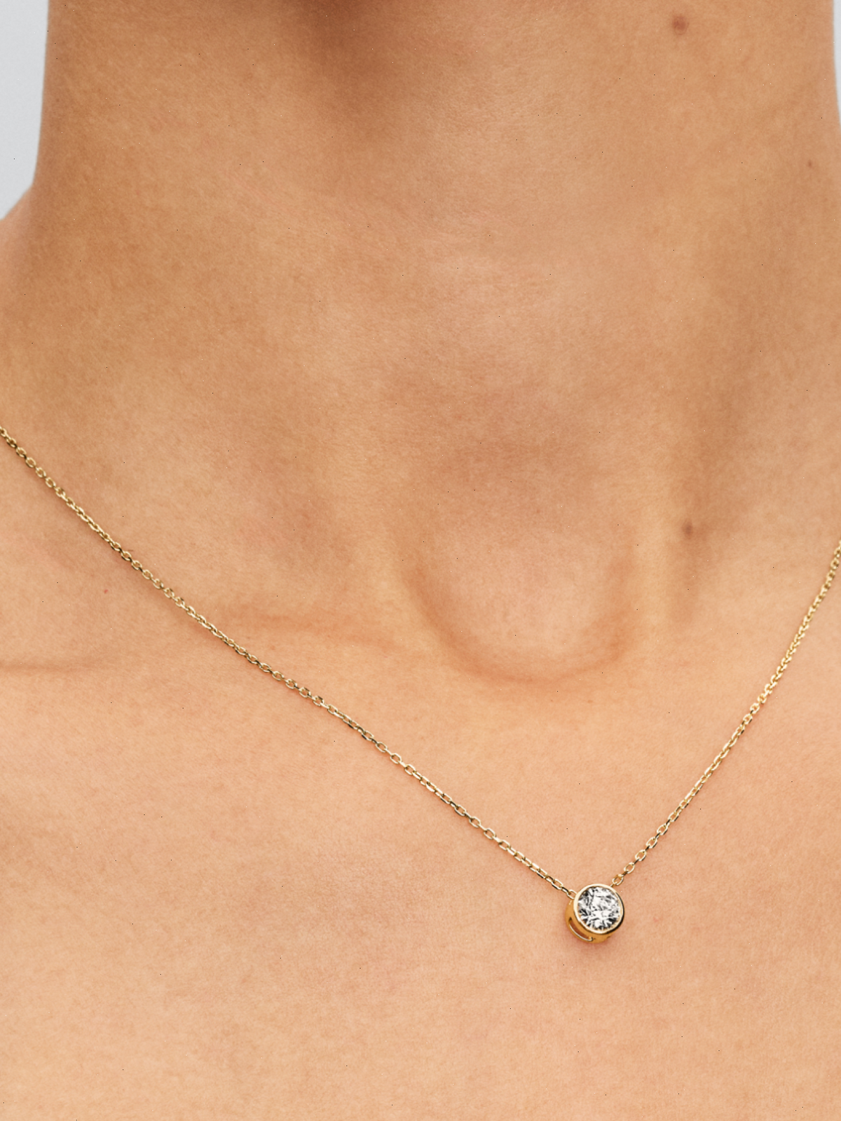 Pandora Era Bezel Lab-Grown Diamond Pendant Necklace - 0.50 ct TW, 14k gold