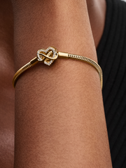Sparkling Infinity Heart Clasp Snake Chain Bracelet - 14k gold plating