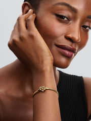 Sparkling Infinity Heart Clasp Snake Chain Bracelet - 14k gold plating