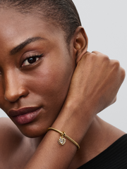 Sparkling Heart Double Dangle Charm - Sterling silver, 14k gold plating